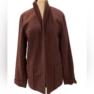 Coldwater Creek Brown Boucle Open Front Jacket